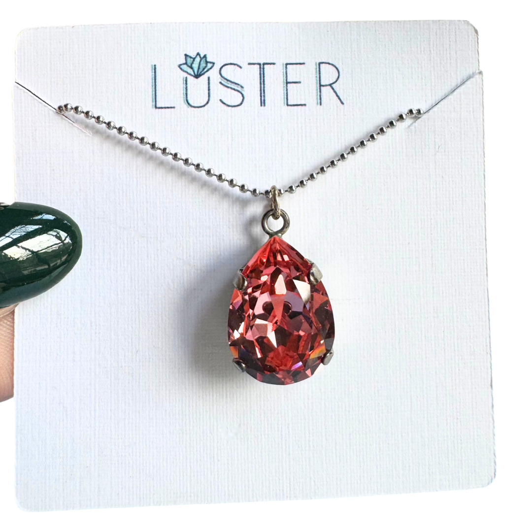 Rose Peach Simple Crystal Pendant