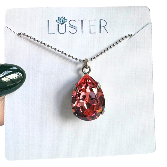 Rose Peach Simple Crystal Pendant