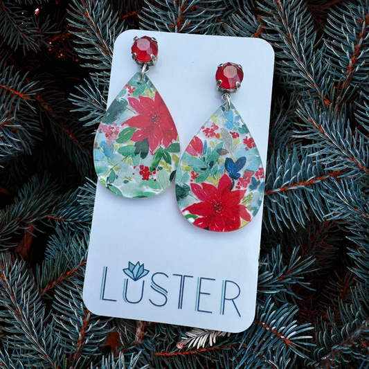 Poinsettia Teardrop Earrings