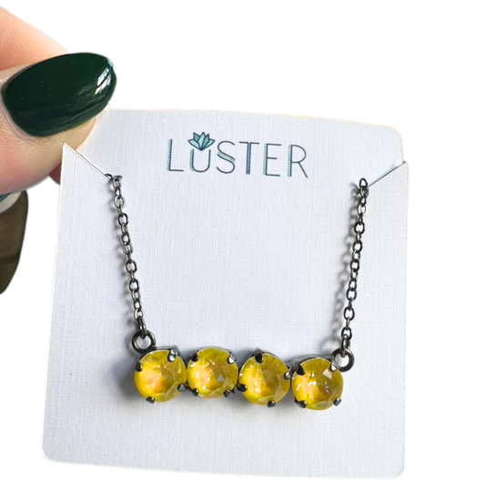 Sunshine Yellow Quartet Bar Necklace