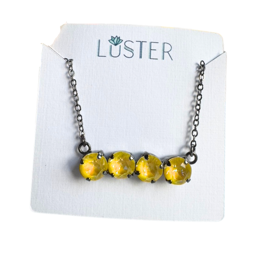 Sunshine Yellow Quartet Bar Necklace