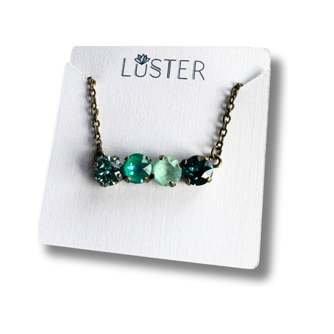 Teal Multicolored Quartet Bar Necklace