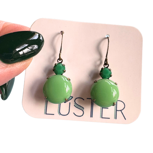 Vintage Green Glass Earrings