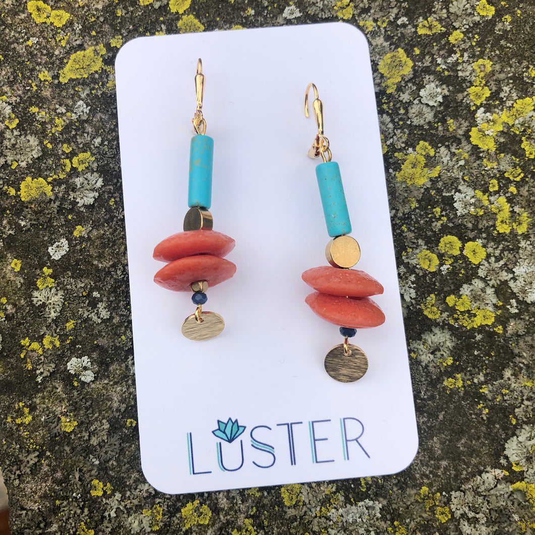 Stone and Glass Statement Earrings