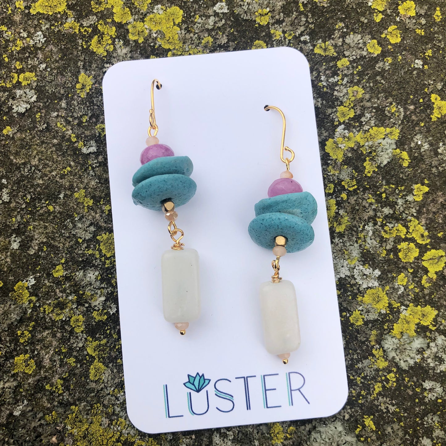 Stone and Glass Statement Earrings