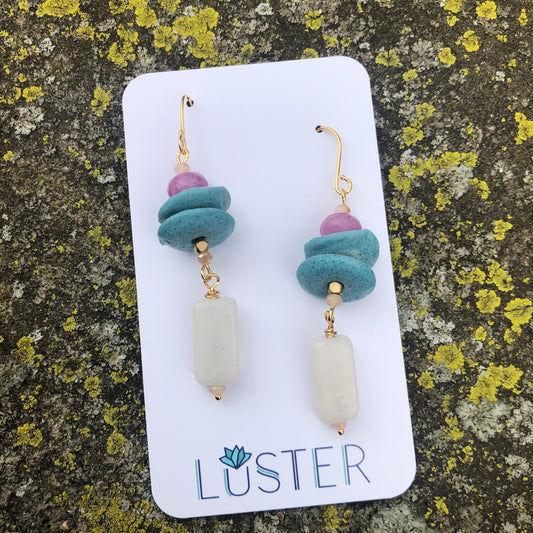 Stone and Glass Statement Earrings