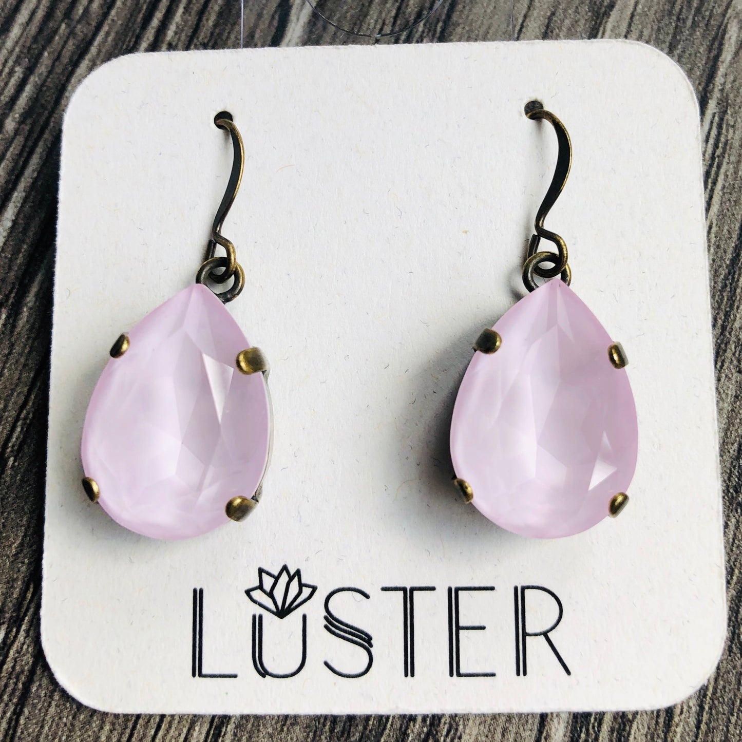 Pink Crystal Teardrop Earrings