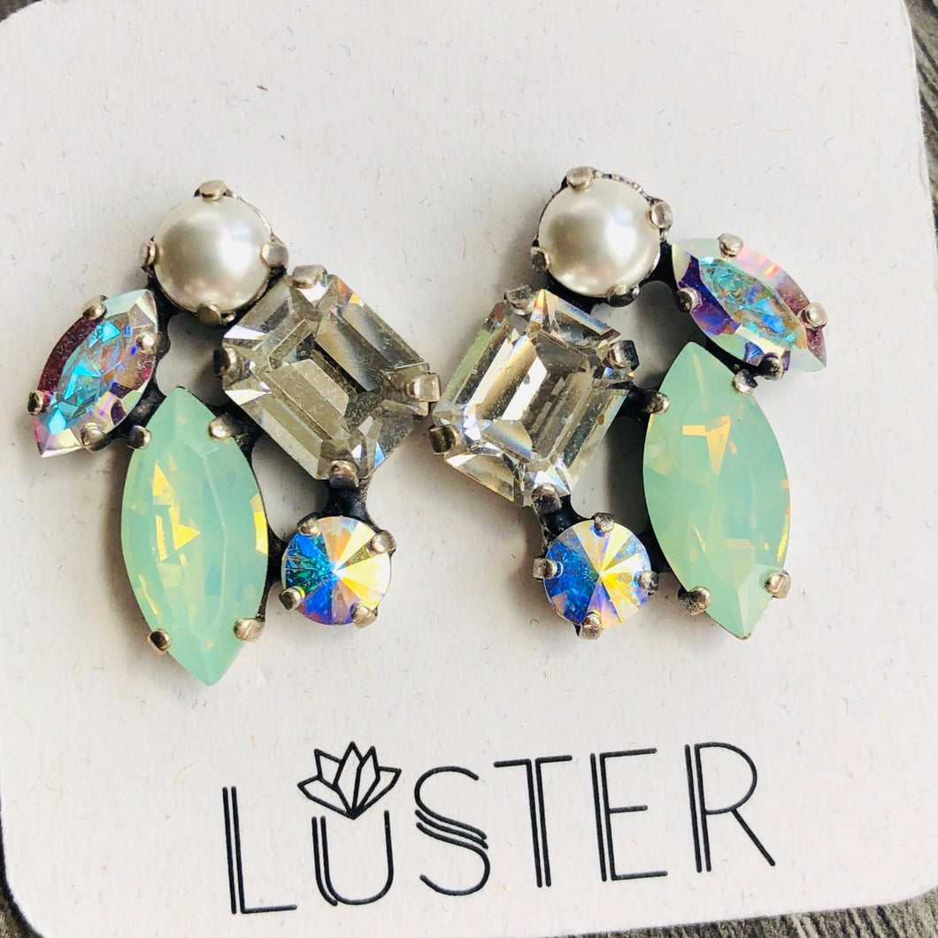 Minty Green Cluster Studs