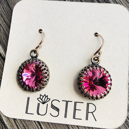 Pink Rivoli Drop Earrings