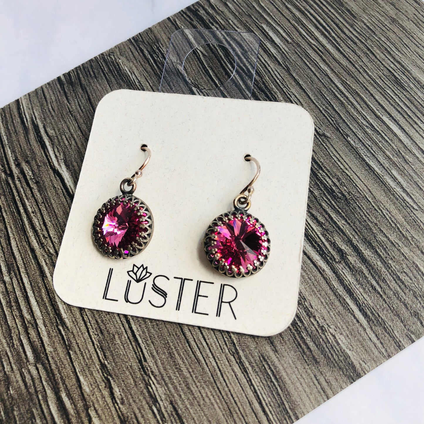 Pink Rivoli Drop Earrings