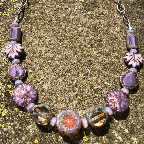Lavender Czech Glass Necklace
