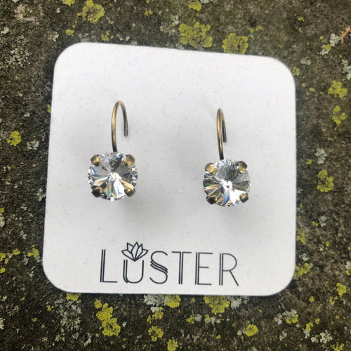 Clear Crystal Leverback Earrings