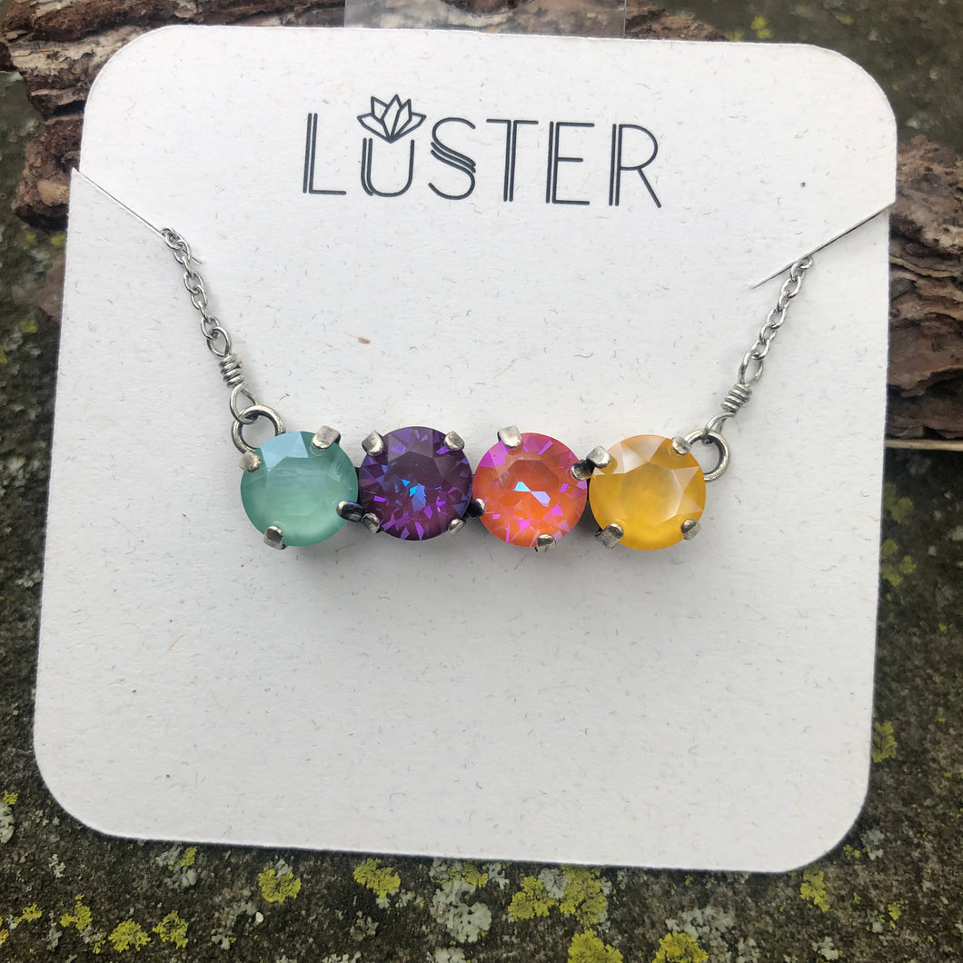 Multicolored Quartet Bar Necklace