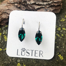 Emerald Crystal Navette Leverback Earrings