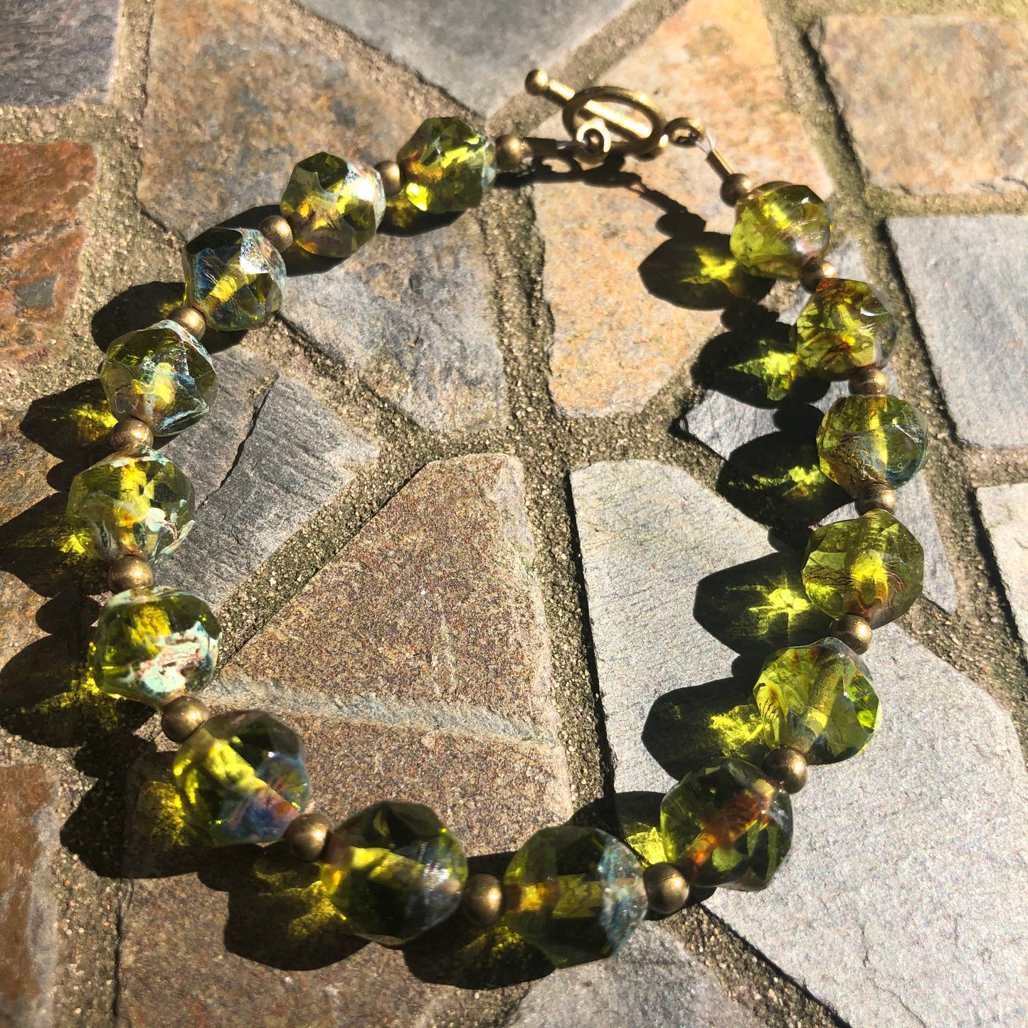 Olive Green Glass Bracelet