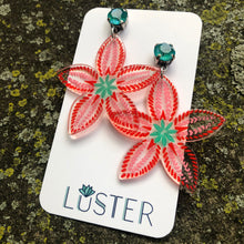 Coral Star Flower Statement Earrings