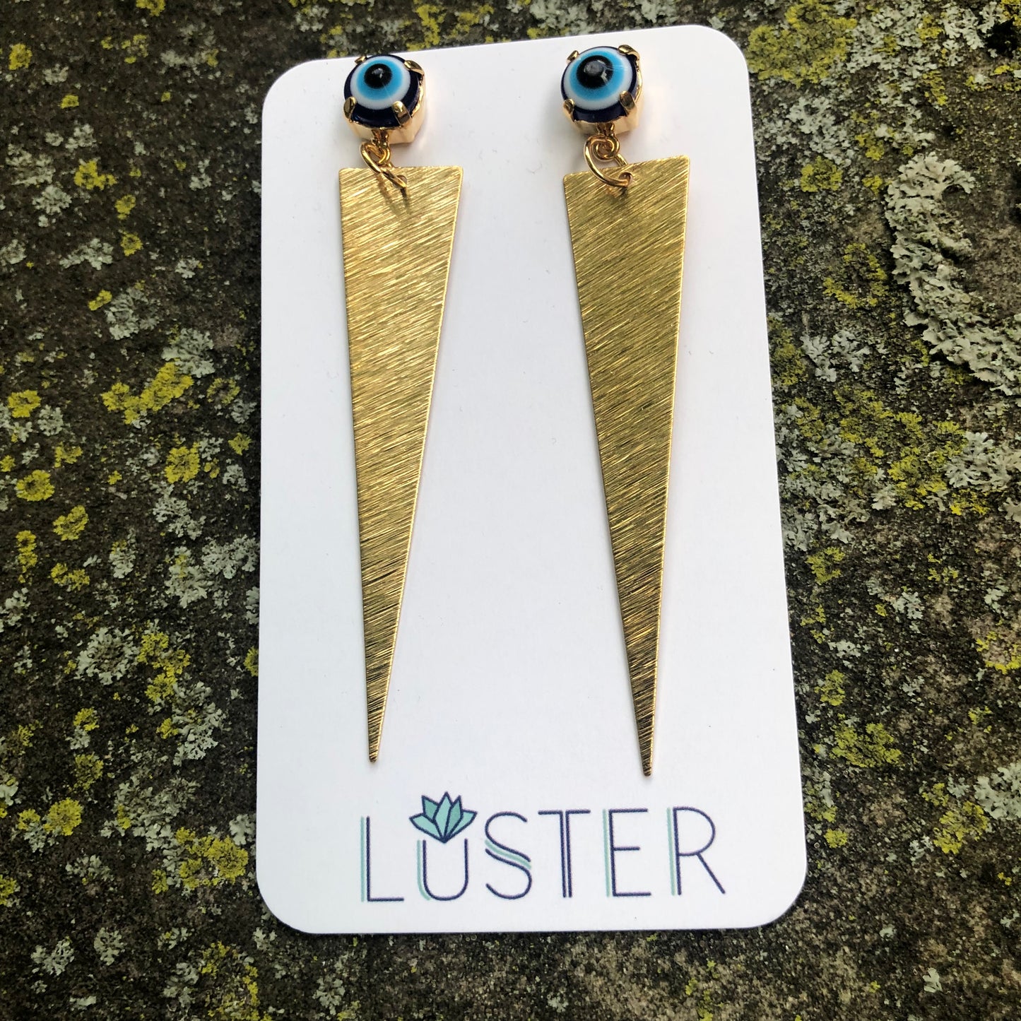 Evil Eye Brass Spike Earrings