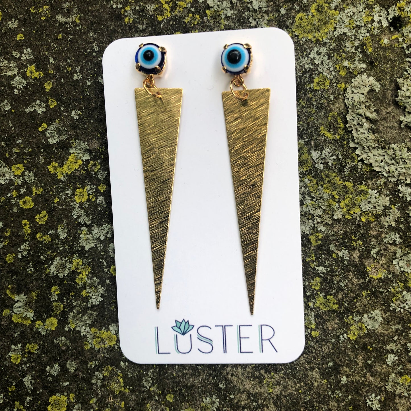 Evil Eye Brass Spike Earrings