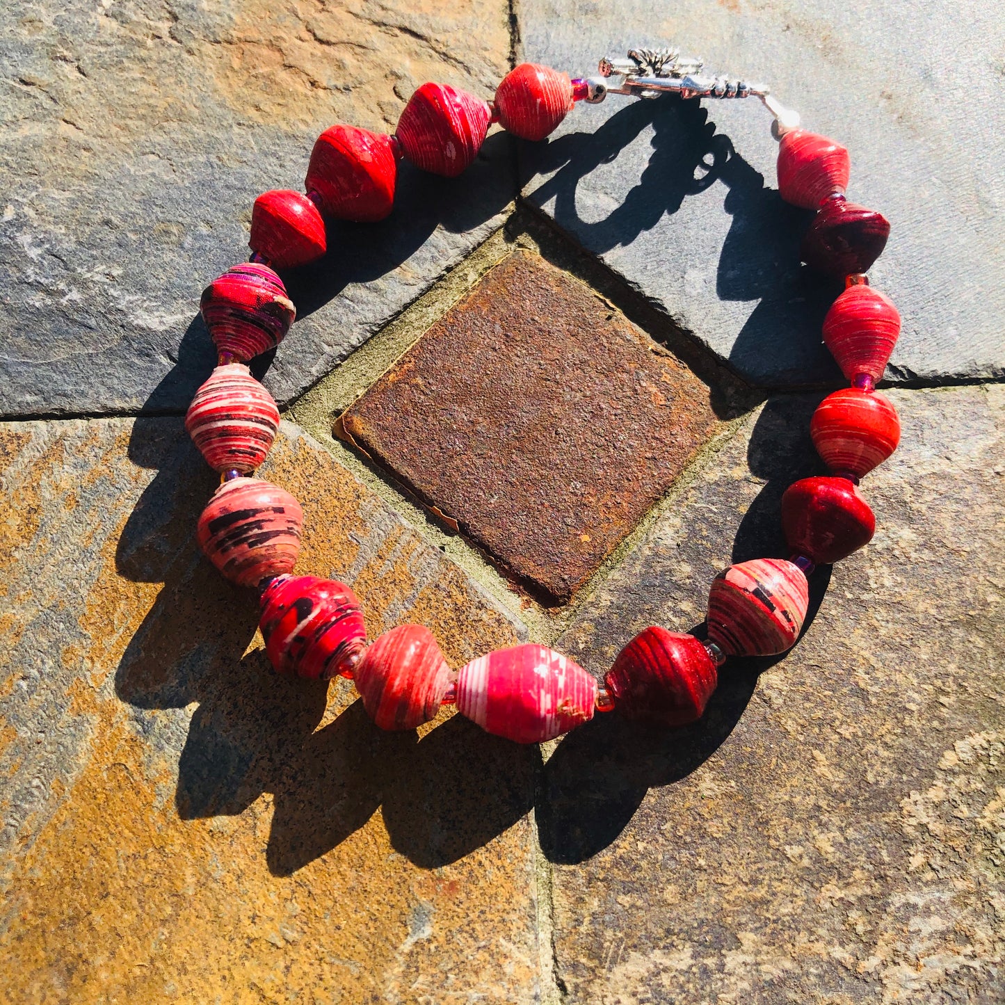 Red Paper Bead Bracelet