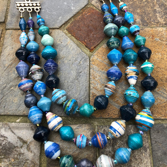 Blue Paper Necklace