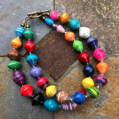 Multicolored Paper Bead Bracelet
