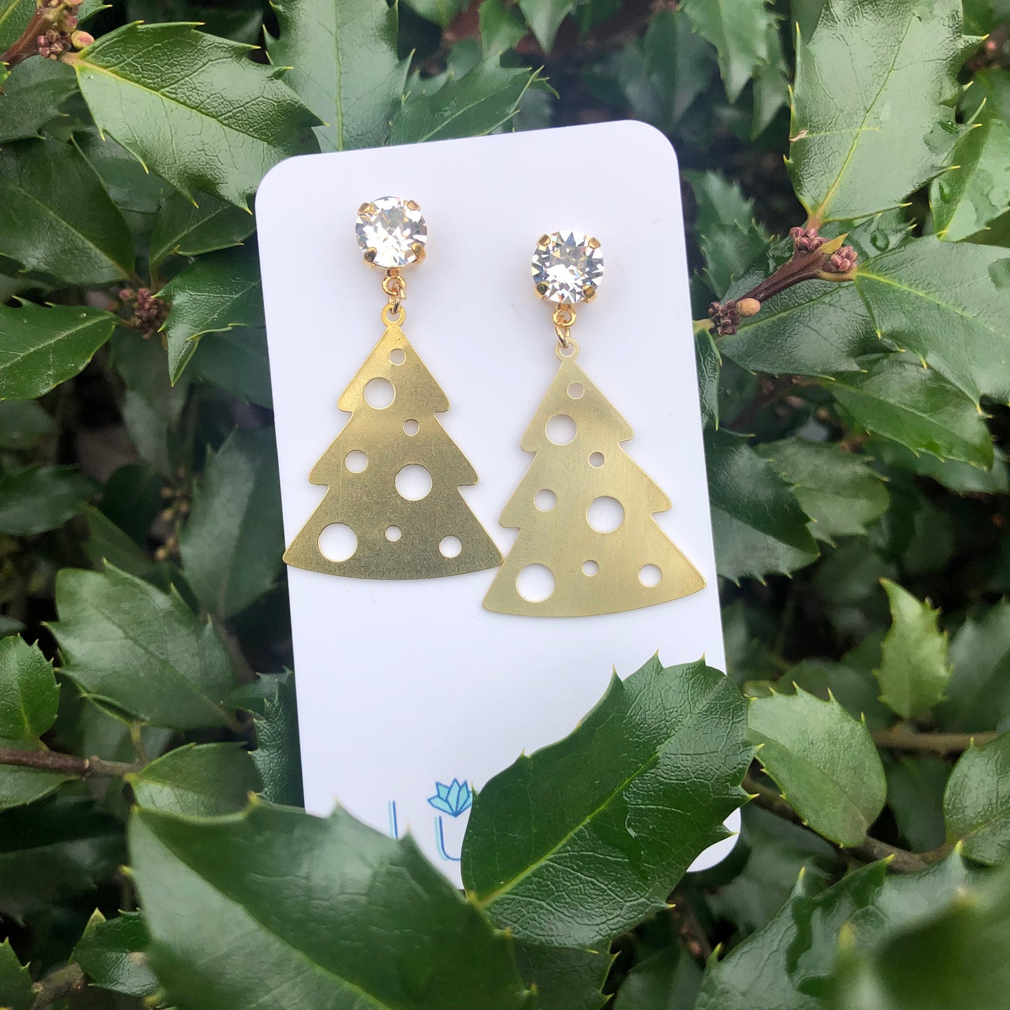 Holiday Brass Tree Earrings