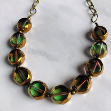 Olive Green Glass Coin Necklace