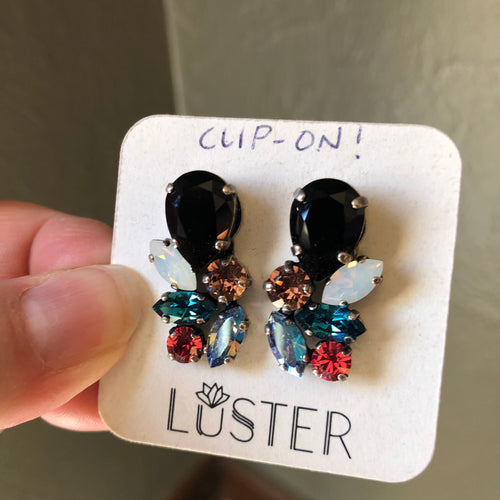 Clip-On Cluster Drop Earrings