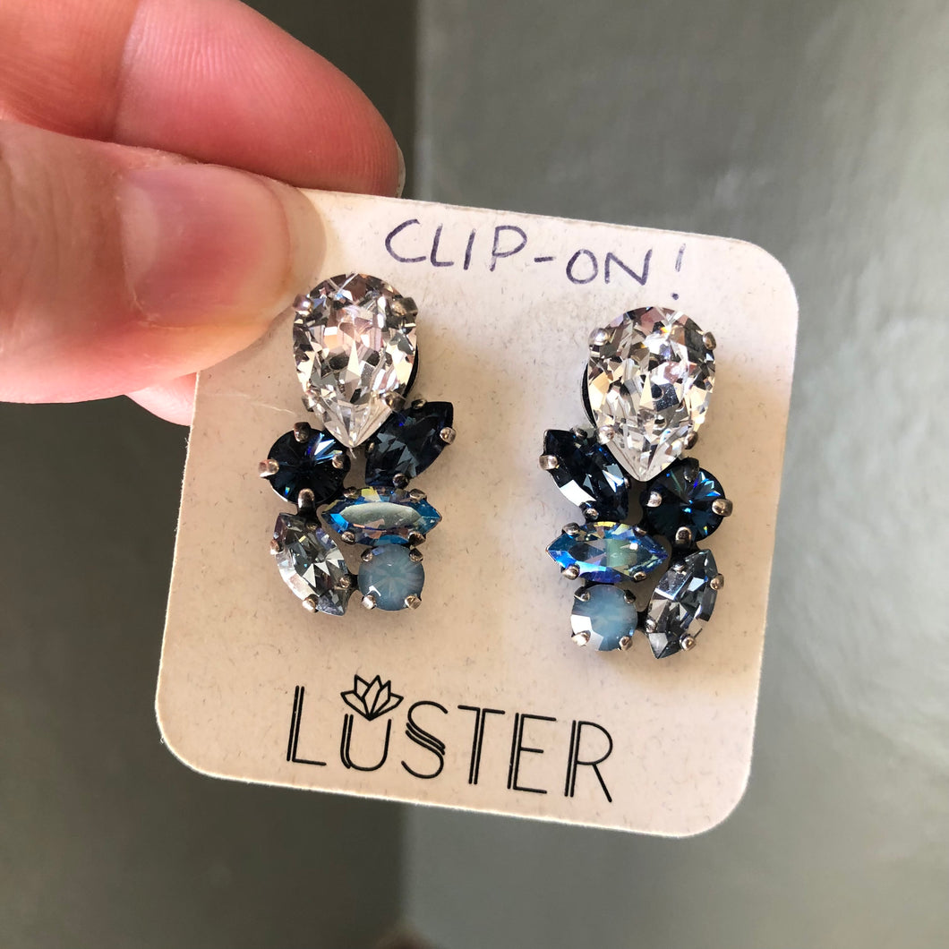 Clip-On Cluster Drop Earrings