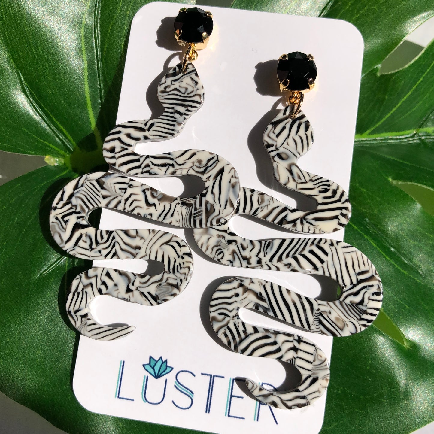 Black + White Serpent Earrings