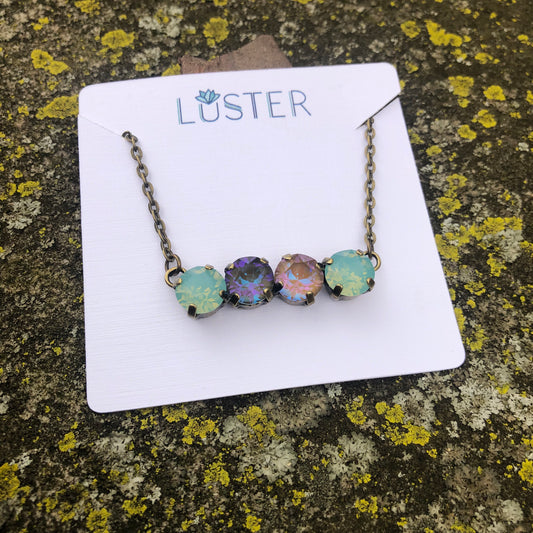 Multicolored Quartet Bar Necklace