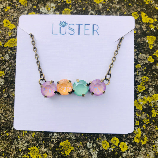 Multicolored Quartet Bar Necklace