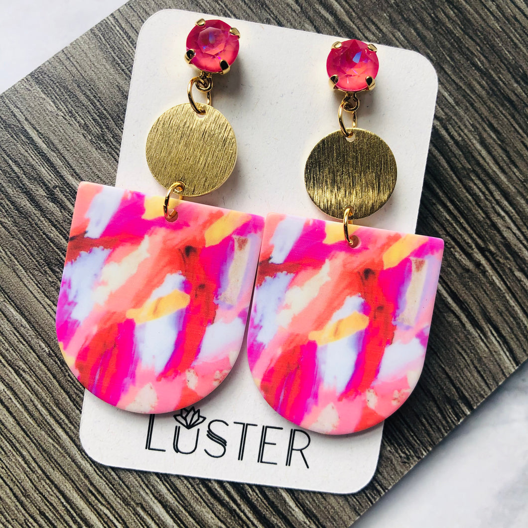 Pink Abstract Earrings