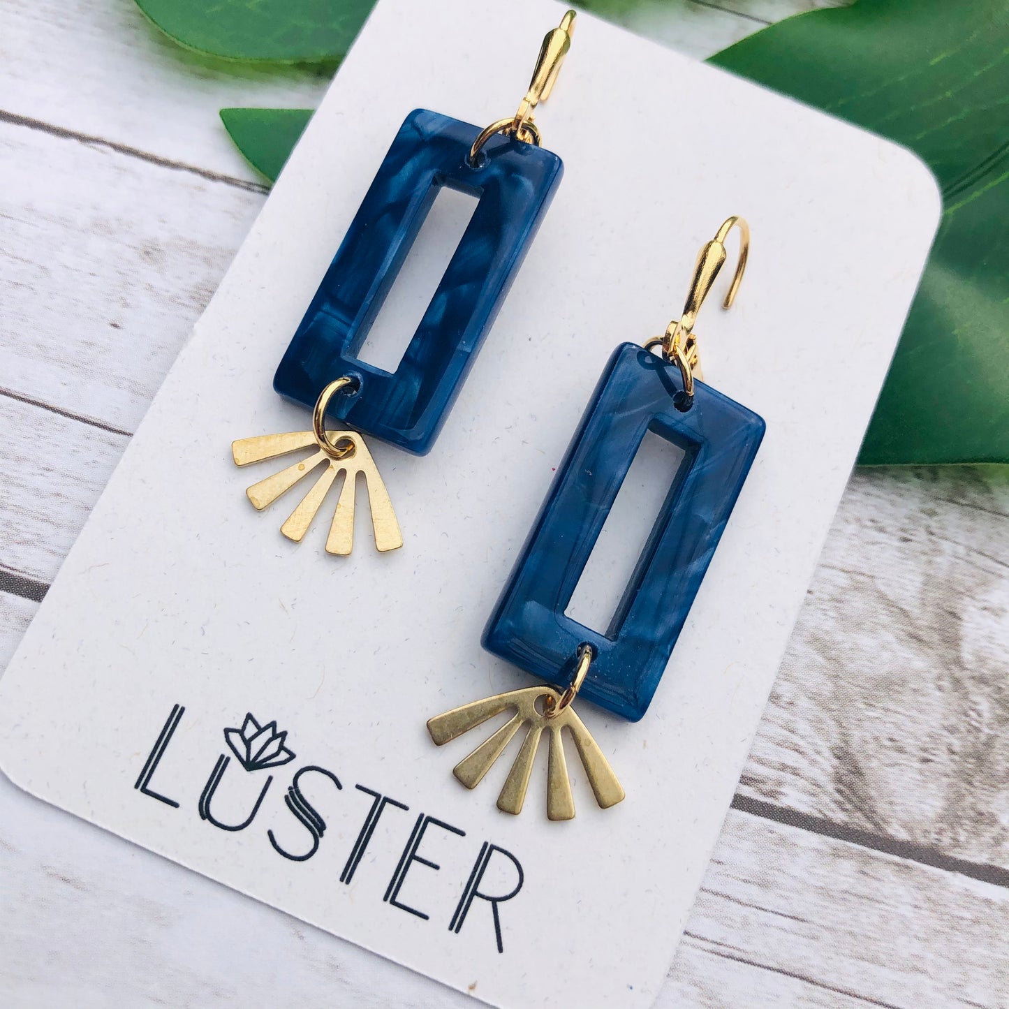 Blue Acrylic Drop Lightweight Earrings