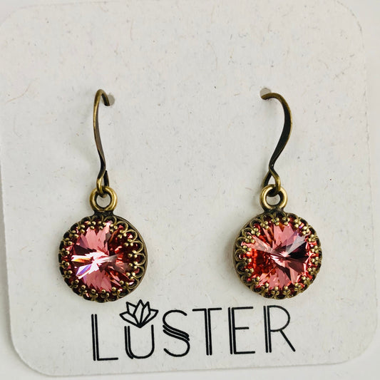 Pink Rivoli Drop Earrings