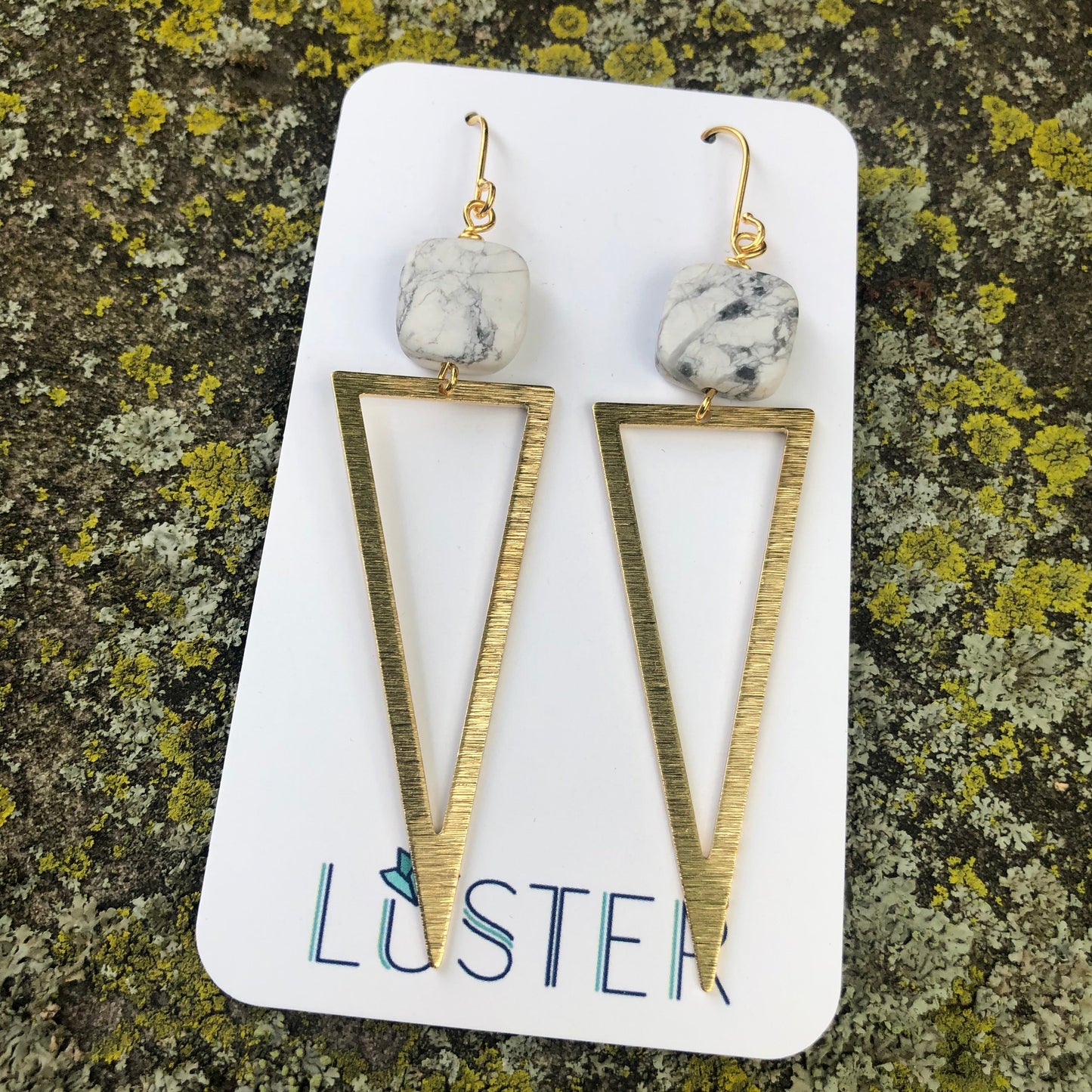 Brass Triangle Statement Earrings