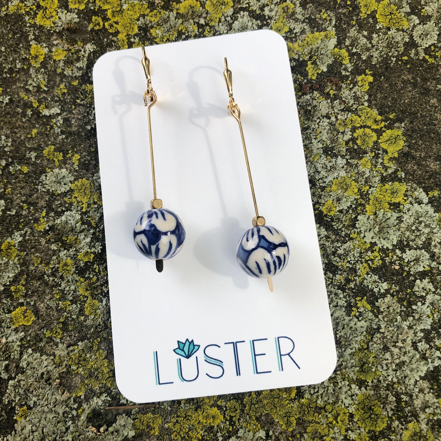 Brass + Porcelain Statement Earrings