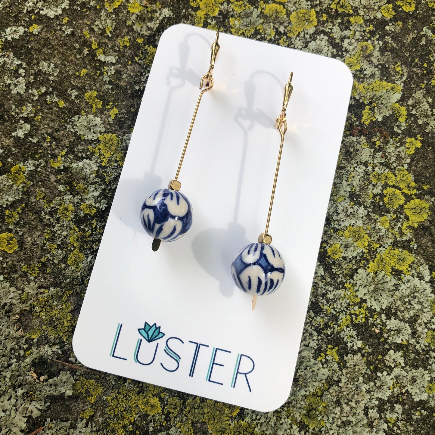 Brass + Porcelain Statement Earrings