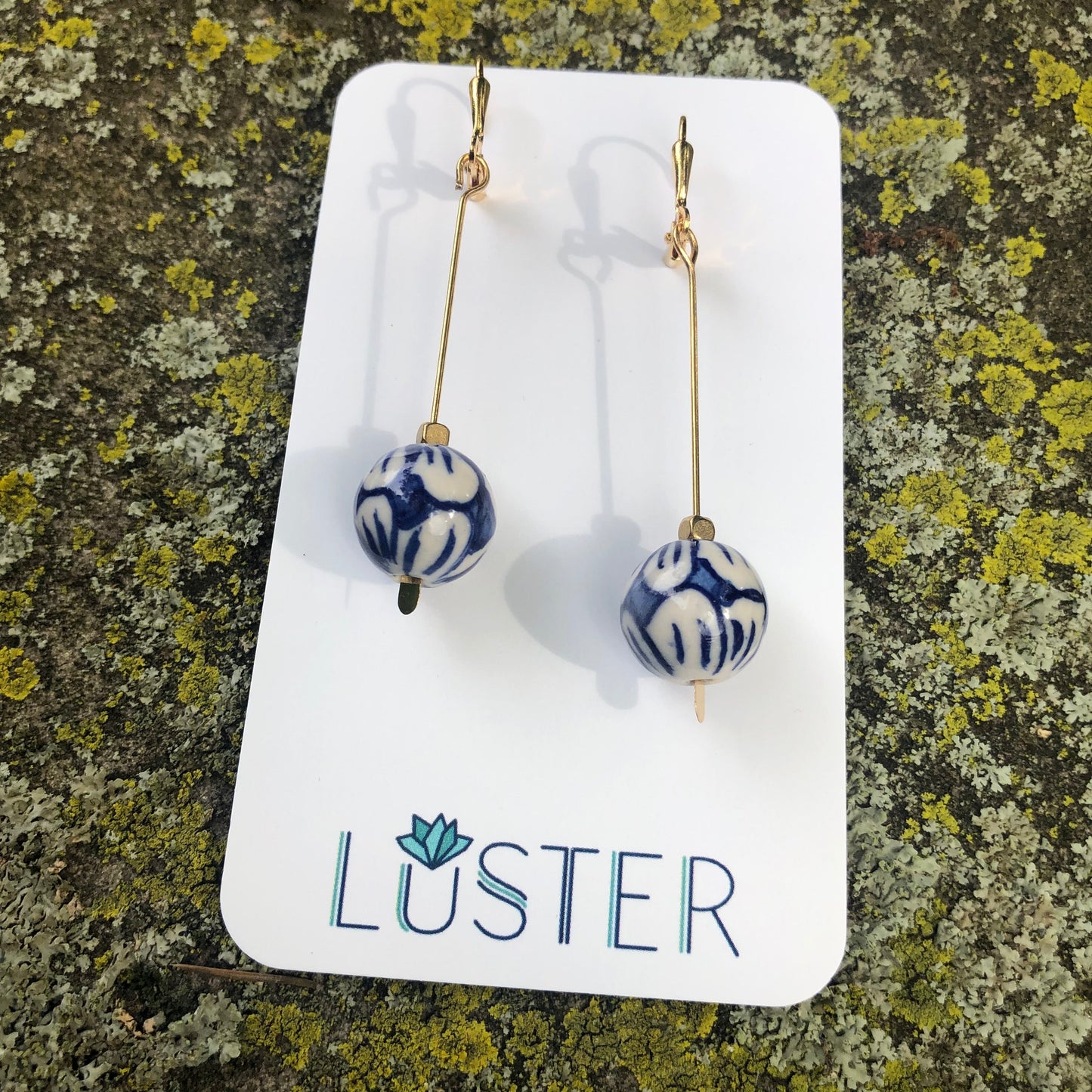 Brass + Porcelain Statement Earrings