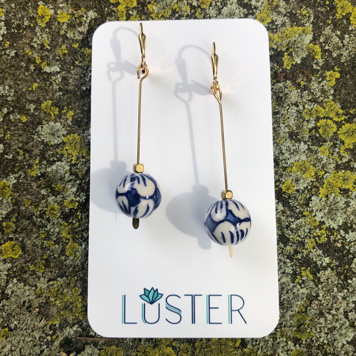 Brass + Porcelain Statement Earrings