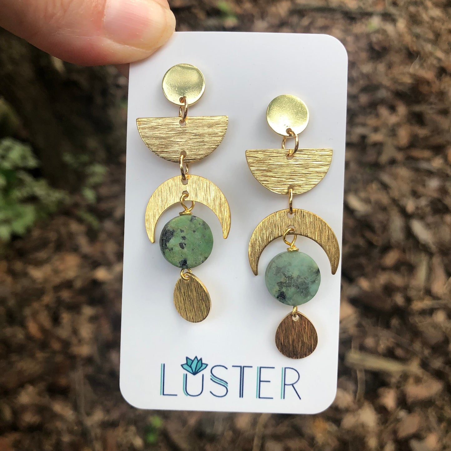 Celestial Brass + Stone Lightweight Earrings