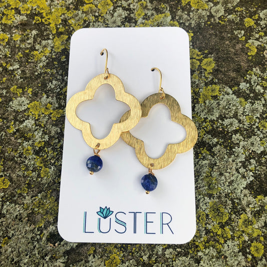 Brass Quatrefoil Lightweight Statement Earrings