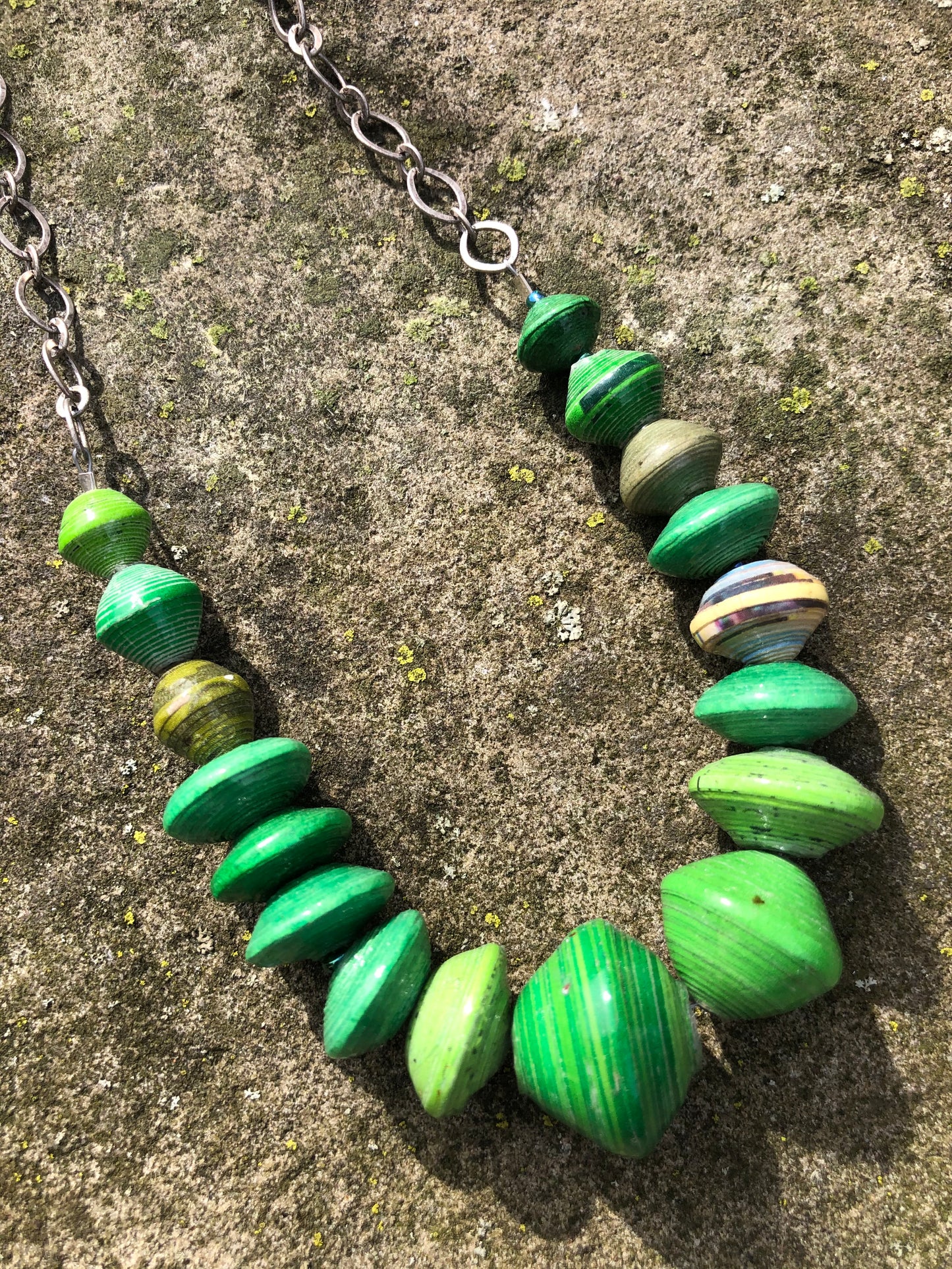 Green Paper Disc Necklace