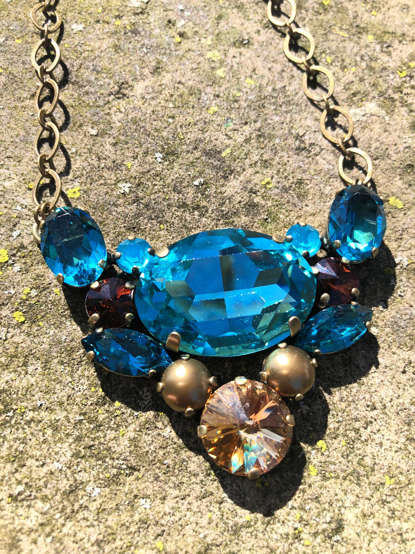 Teal Crystal Statement Necklace