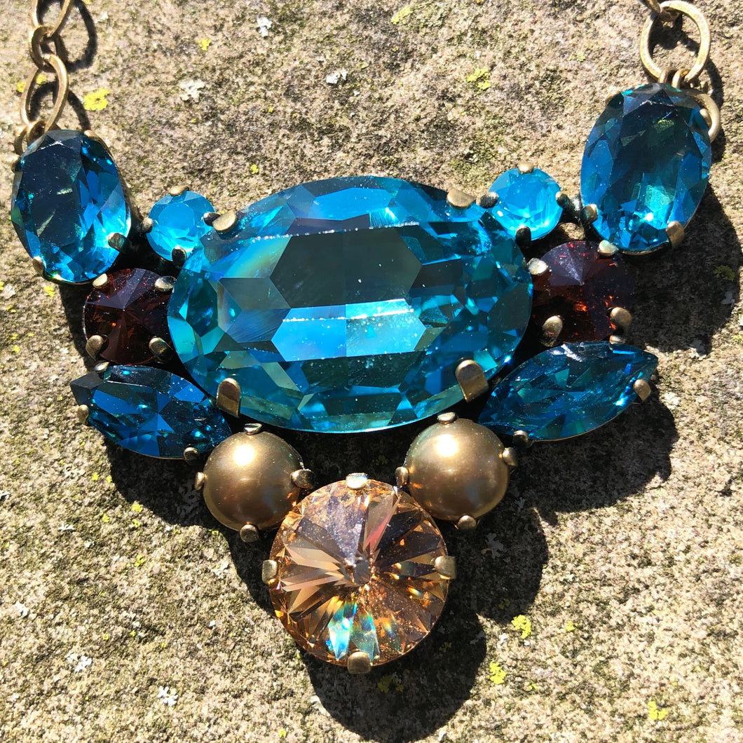 Teal Crystal Statement Necklace