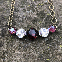 Burgundy Crystal Bar Necklace