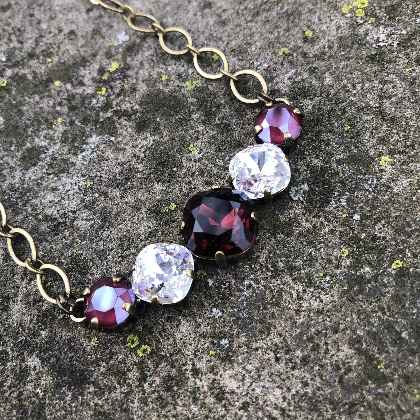 Burgundy Crystal Bar Necklace