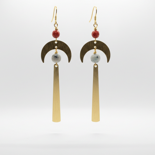 Stone + Brass Lightweight Statement Earrings